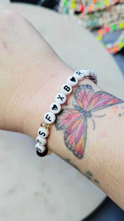 Kpop BTS Foxborough Concert Arirang Tour Handmade Bracelet with Brown and Off White Glitter Style Flashy Beads / LoveStayTreasures