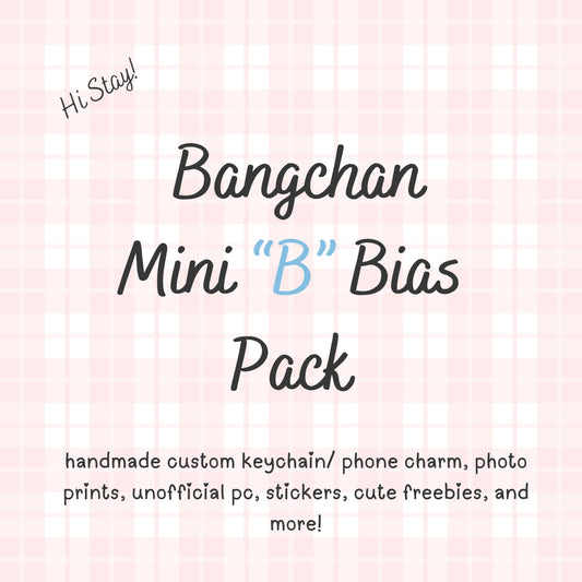 Bangchan MINI “B” / Stray Kids Bias Pack / Kpop Goodie Bag / Custom Handmade Skz Keychain / Phone Charm/ Handmade by LoveStayTreasures