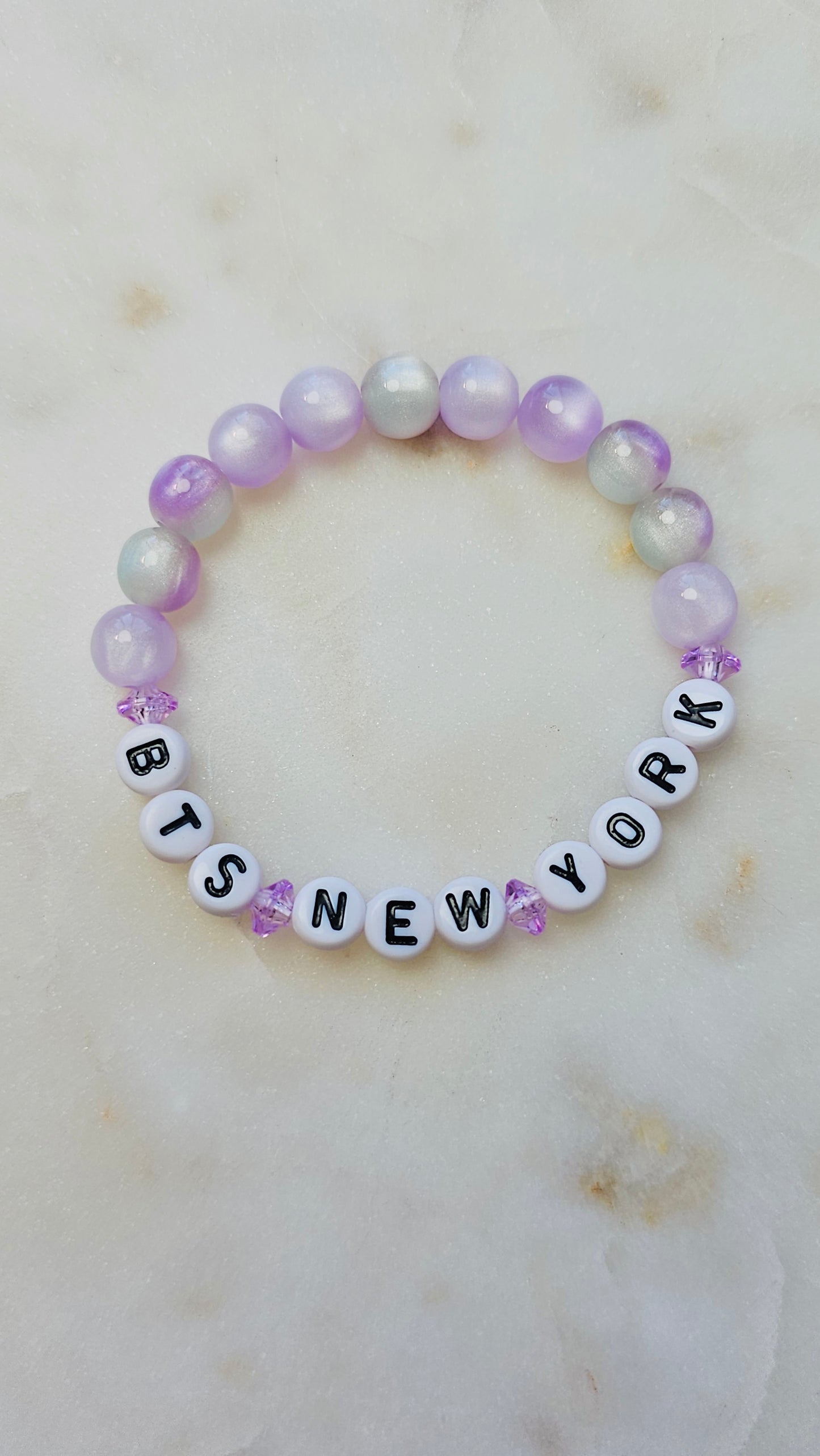 Kpop BTS Concert New York Arirang Tour Handmade Purple Bracelet with Cat Eye Style Flashy Beads / LoveStayTreasures