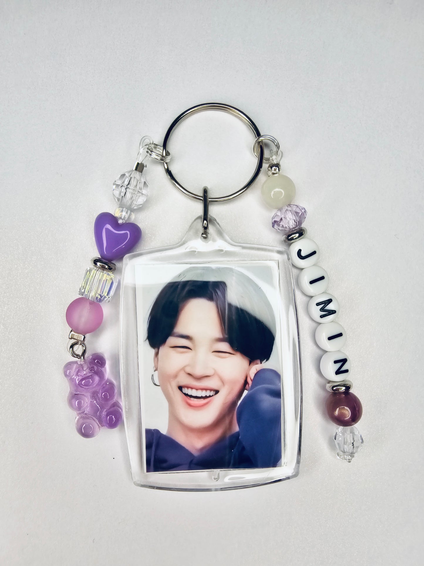 BTS Jimin Double Sided Photo Keychain Purple