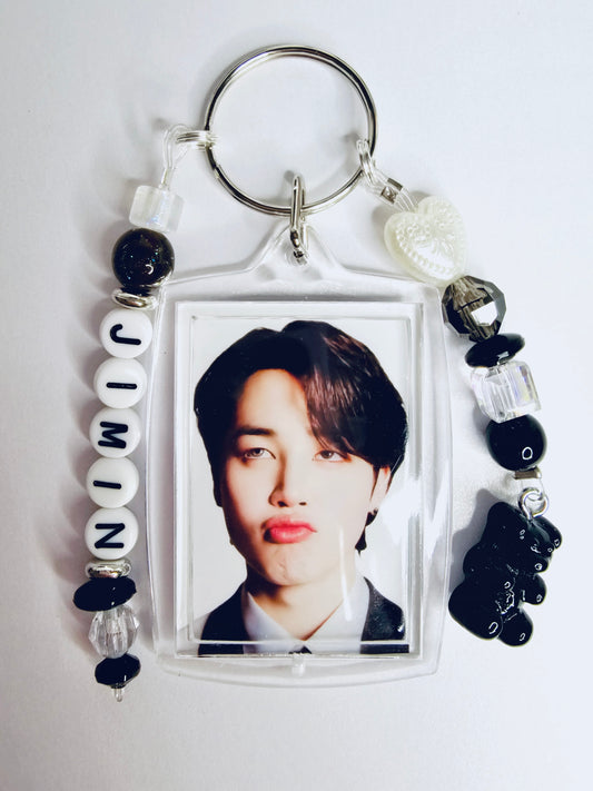 BTS Jimin Double Sided Photo Keychain Black