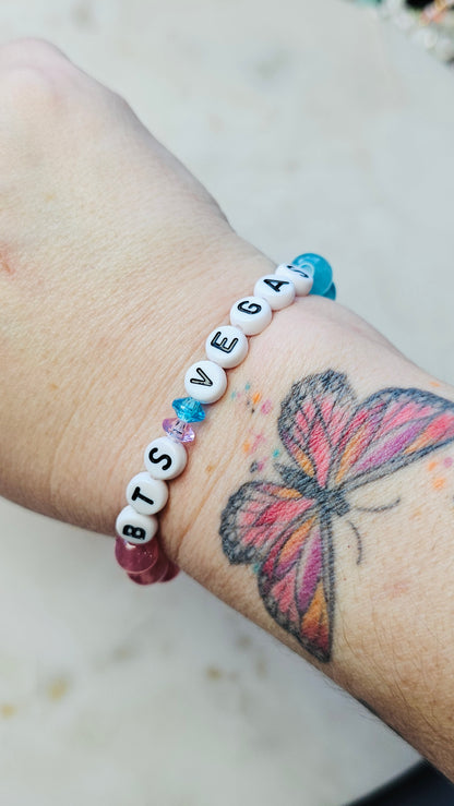 Kpop BTS Vegas Concert Arirang Tour Handmade Bracelet with Glitter Style Flashy Beads/ Kpop / LoveStayTreasures Handmade