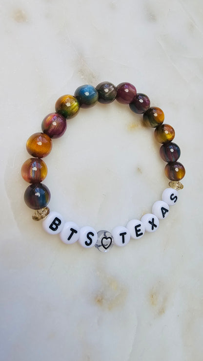 Kpop BTS Texas Concert Arirang Tour Handmade Bracelet with Cat Eye Style Flashy Beads / LoveStayTreasures