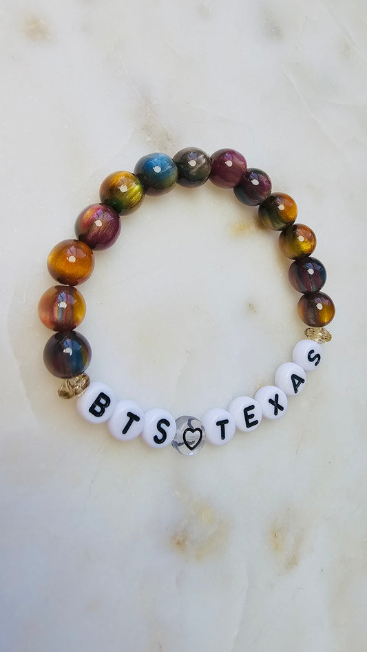 Kpop BTS Texas Concert Arirang Tour Handmade Bracelet with Cat Eye Style Flashy Beads / LoveStayTreasures