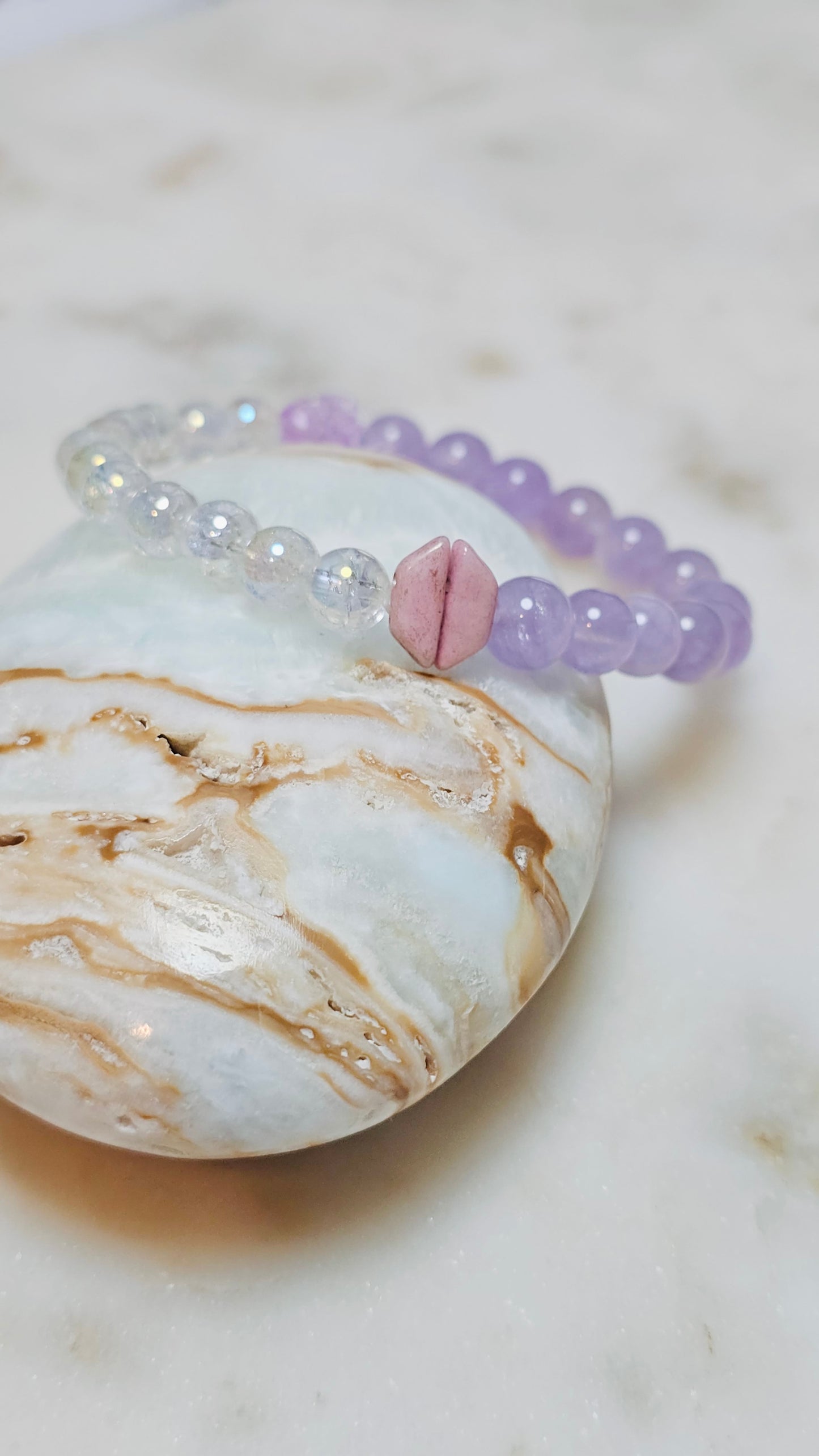 BTS Army 00:00 Inspo Healing Crystal Bracelet – Amethyst + Crackle Quartz, ARMY Symbol, K-pop Jewelry, Emotional Healing & Calm Energy