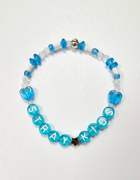 Blue Stray Kids Beaded Bracelet Handmade Merch Skz Jewerly