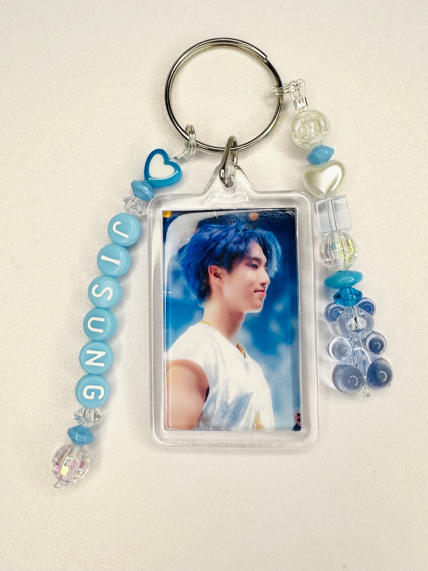 Stray Kids Han Jisung Double Sided Photo Keychain / Phone Charm Blue