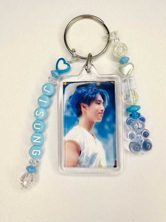 Stray Kids Han Jisung Double Sided Photo Keychain / Phone Charm Blue