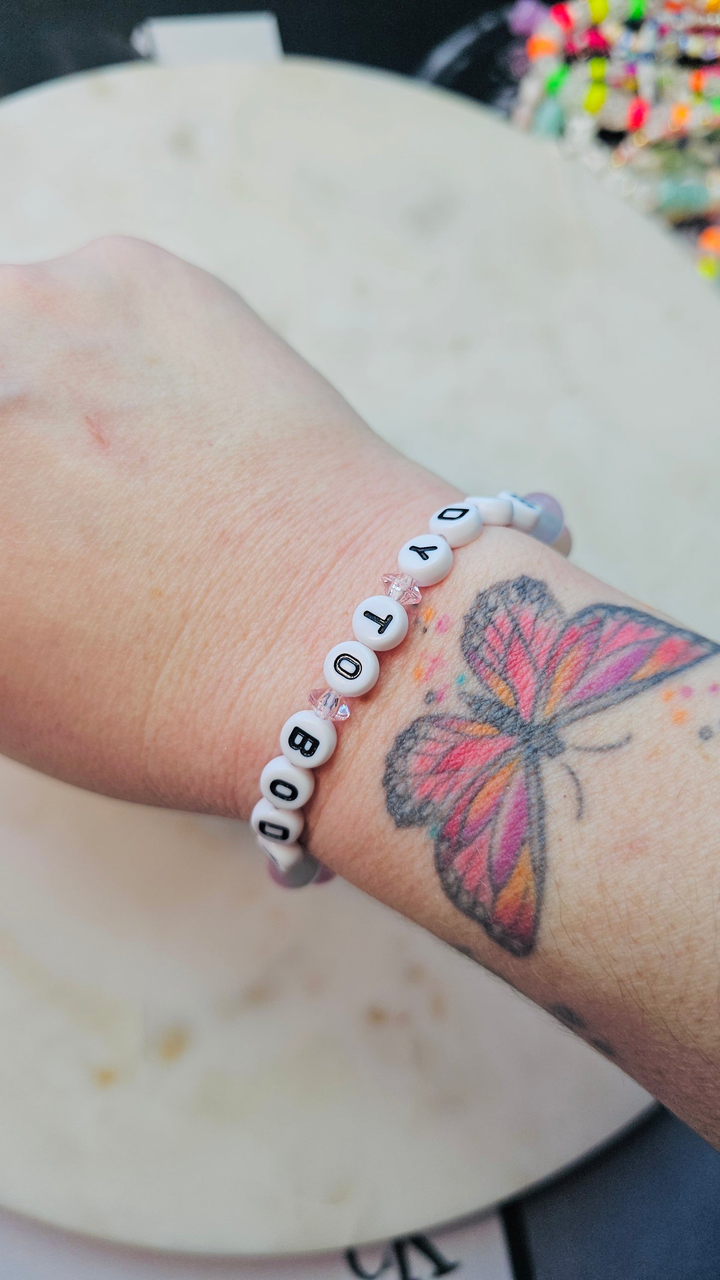 Kpop BTS Body to Body Song Lyric Concert Arirang Tour Handmade Pastel Bracelet with Cat Eye Flashy Beads / LoveStayTreasures Handmade