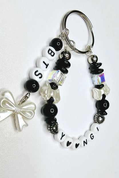 BTS Yoongi Suga Black Loop Keychain Bows