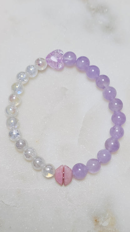 BTS Army 00:00 Inspo Healing Crystal Bracelet – Amethyst + Crackle Quartz, ARMY Symbol, K-pop Jewelry, Emotional Healing & Calm Energy