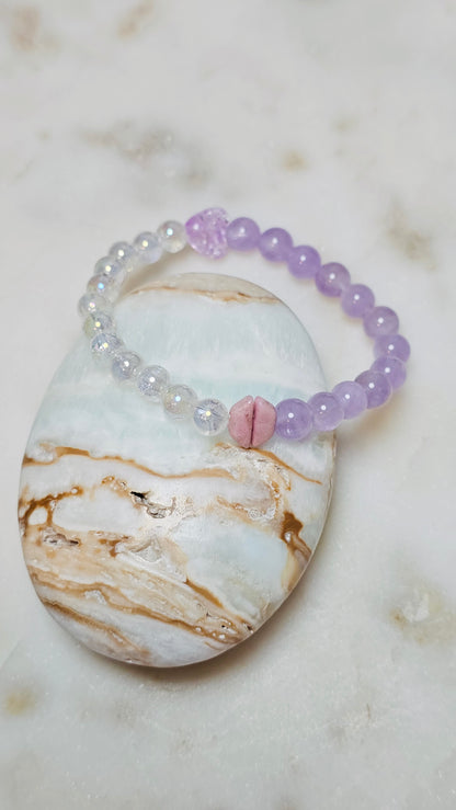 BTS Army 00:00 Inspo Healing Crystal Bracelet – Amethyst + Crackle Quartz, ARMY Symbol, K-pop Jewelry, Emotional Healing & Calm Energy