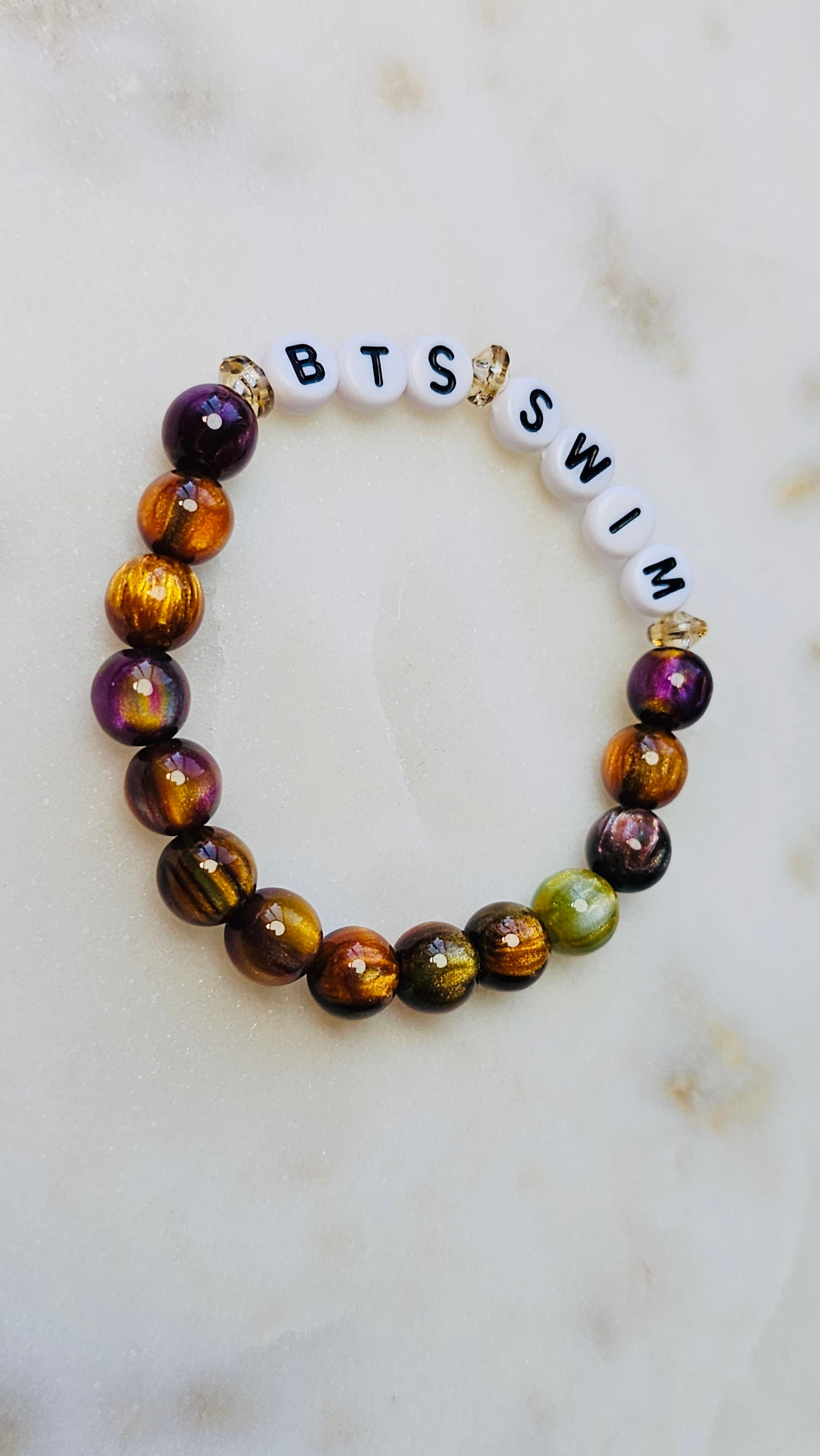 Kpop BTS Swim Song Lyric Concert Arirang Tour Handmade with Cat Eye Flashy Beads / LoveStayTreasures