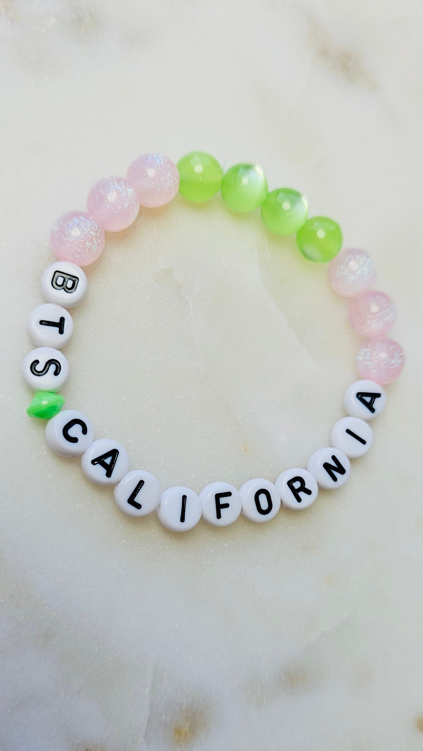 Kpop BTS Concert California Handmade Bracelet with Fairy Colors Cat Eye Style and Sparkly Flashy Beads / LoveStayTreasures