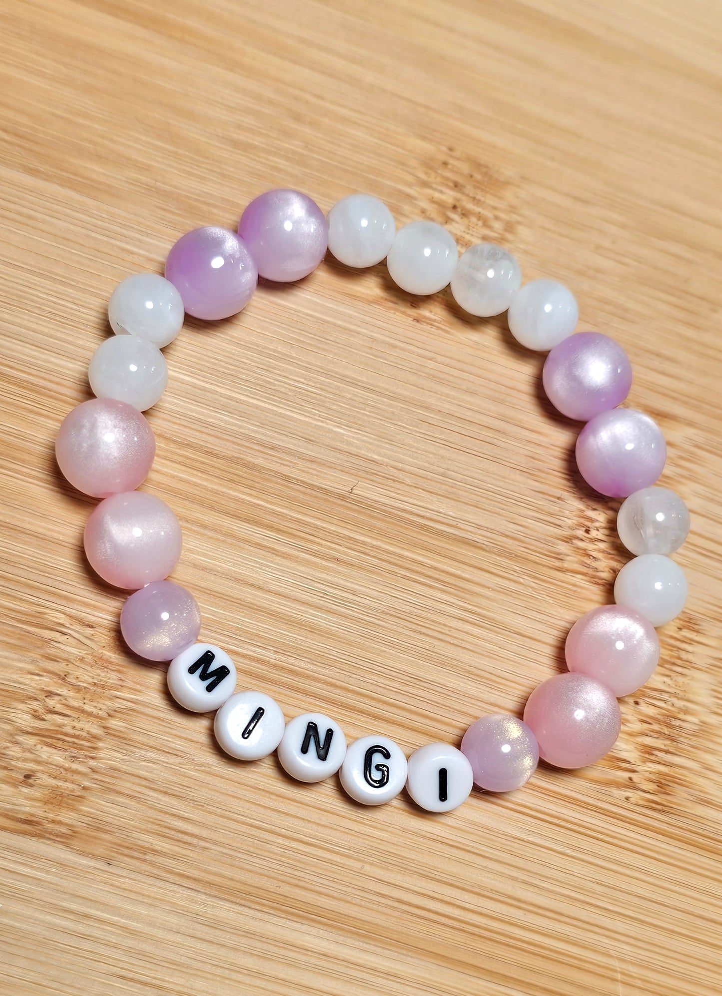 Mingi Ateez Handmade Bracelet with Beautiful Cat Eye Flashy Style Beads/ Kpop / LoveStayTreasures Handmade
