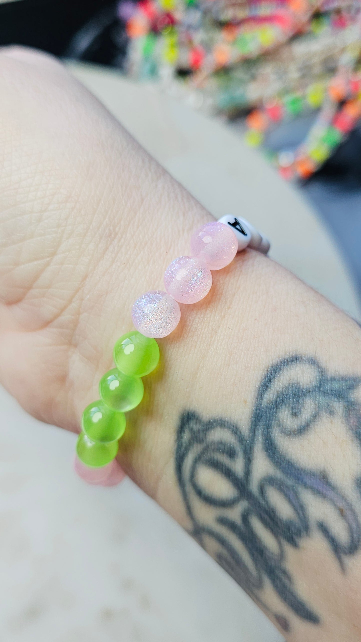 Kpop BTS Concert California Handmade Bracelet with Fairy Colors Cat Eye Style and Sparkly Flashy Beads / LoveStayTreasures