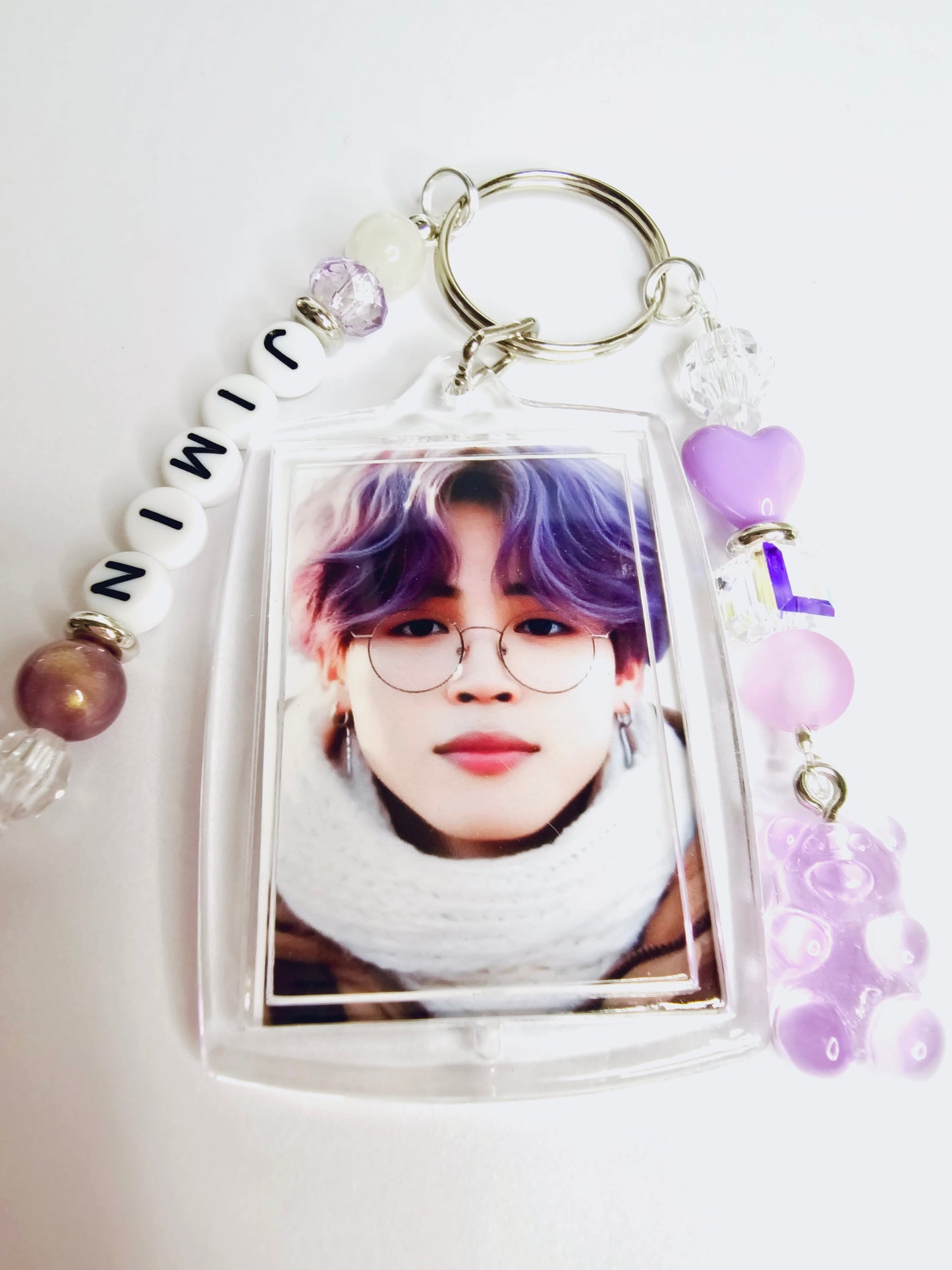 BTS Jimin Double Sided Photo Keychain Purple