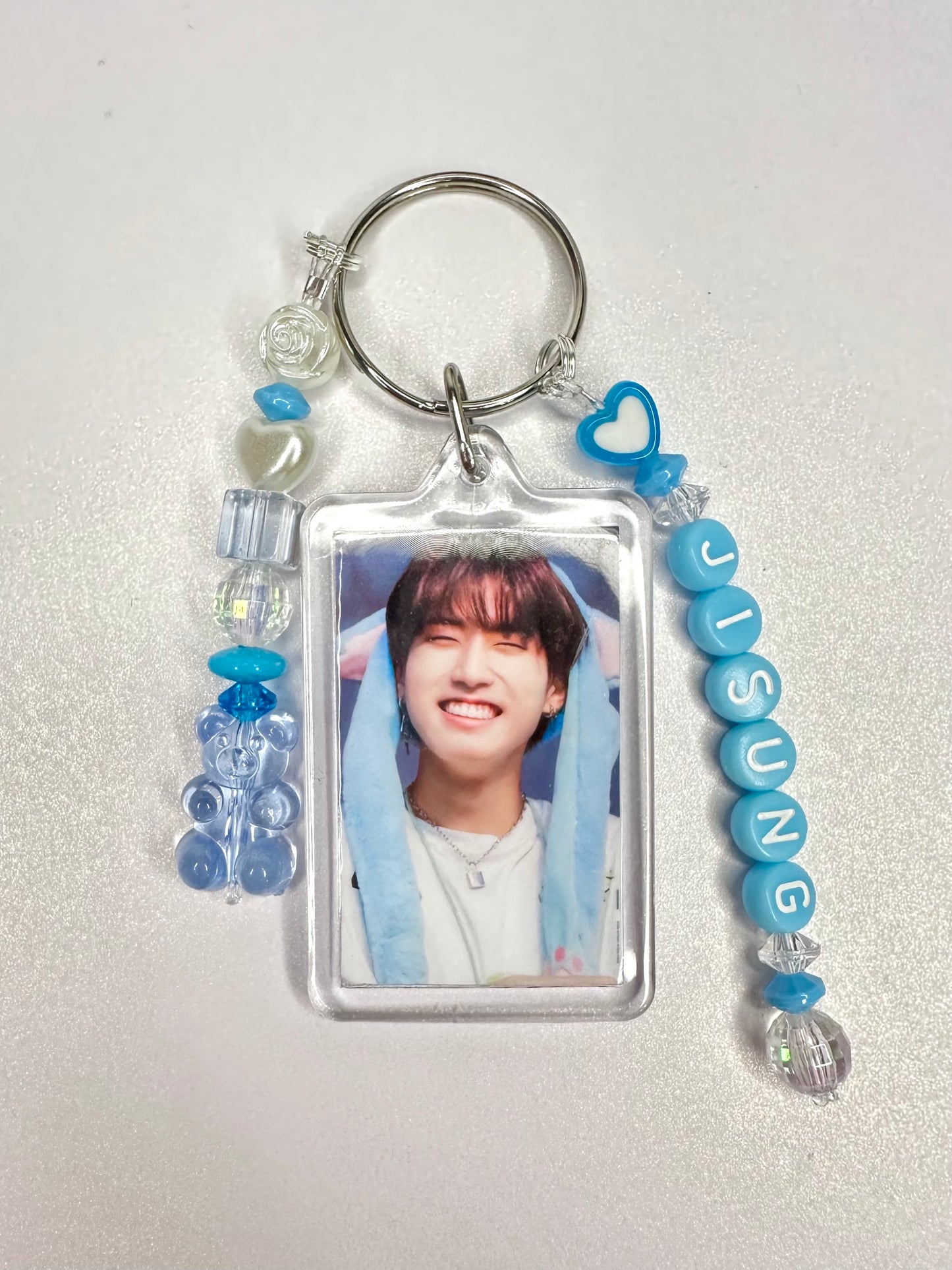 Stray Kids Han Jisung Double Sided Photo Keychain / Phone Charm Blue