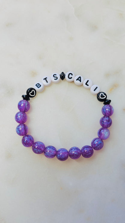 Kpop BTS California Concert Arirang Tour Handmade Bracelet with Purple Glitter Style Flashy Beads / LoveStayTreasures