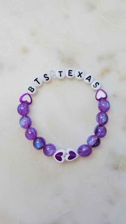 Kpop BTS Texas Concert Arirang Tour Handmade Bracelet with Purple Glitter Style Flashy Beads/ Kpop / LoveStayTreasures Handmade