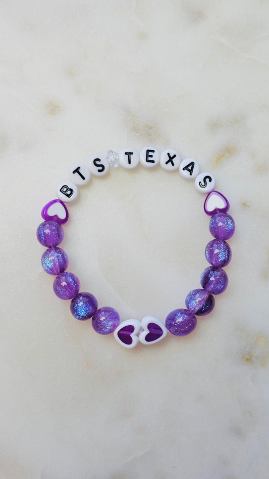 Kpop BTS Texas Concert Arirang Tour Handmade Bracelet with Purple Glitter Style Flashy Beads/ Kpop / LoveStayTreasures Handmade