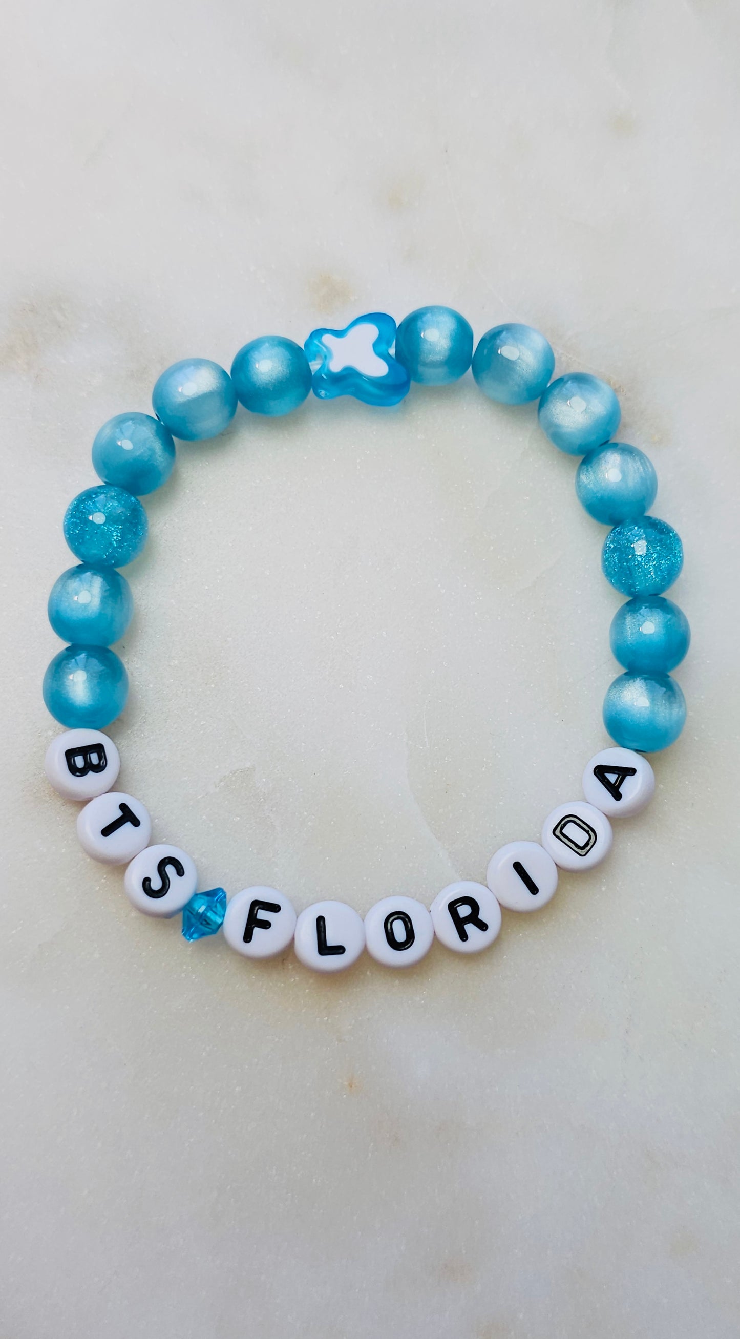 Kpop BTS Florida Concert Arirang Tour Handmade Blue Bracelet with Cat Eye and Glitter Style Flashy Beads / LoveStayTreasures