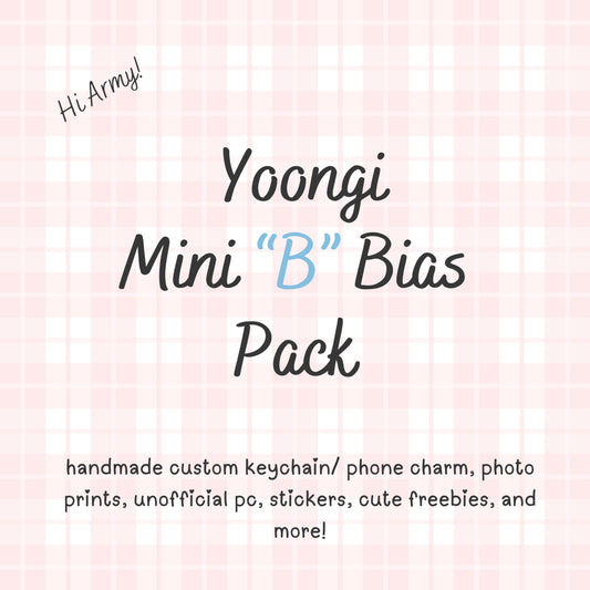 Yoongi MINI “B” / BTS Bias Pack / Kpop Goodie Bag / Custom Handmade BTS Keychain / Phone Charm/ Handmade by LoveStayTreasures