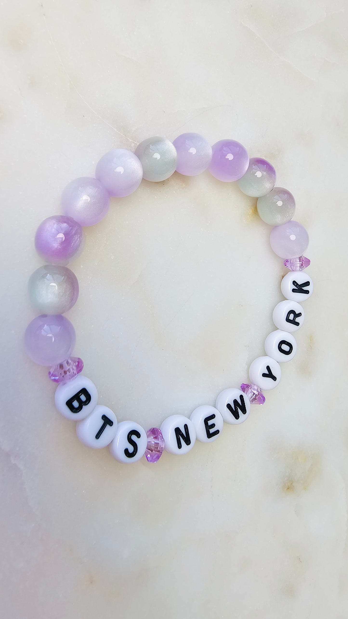 Kpop BTS Concert New York Arirang Tour Handmade Purple Bracelet with Cat Eye Style Flashy Beads / LoveStayTreasures