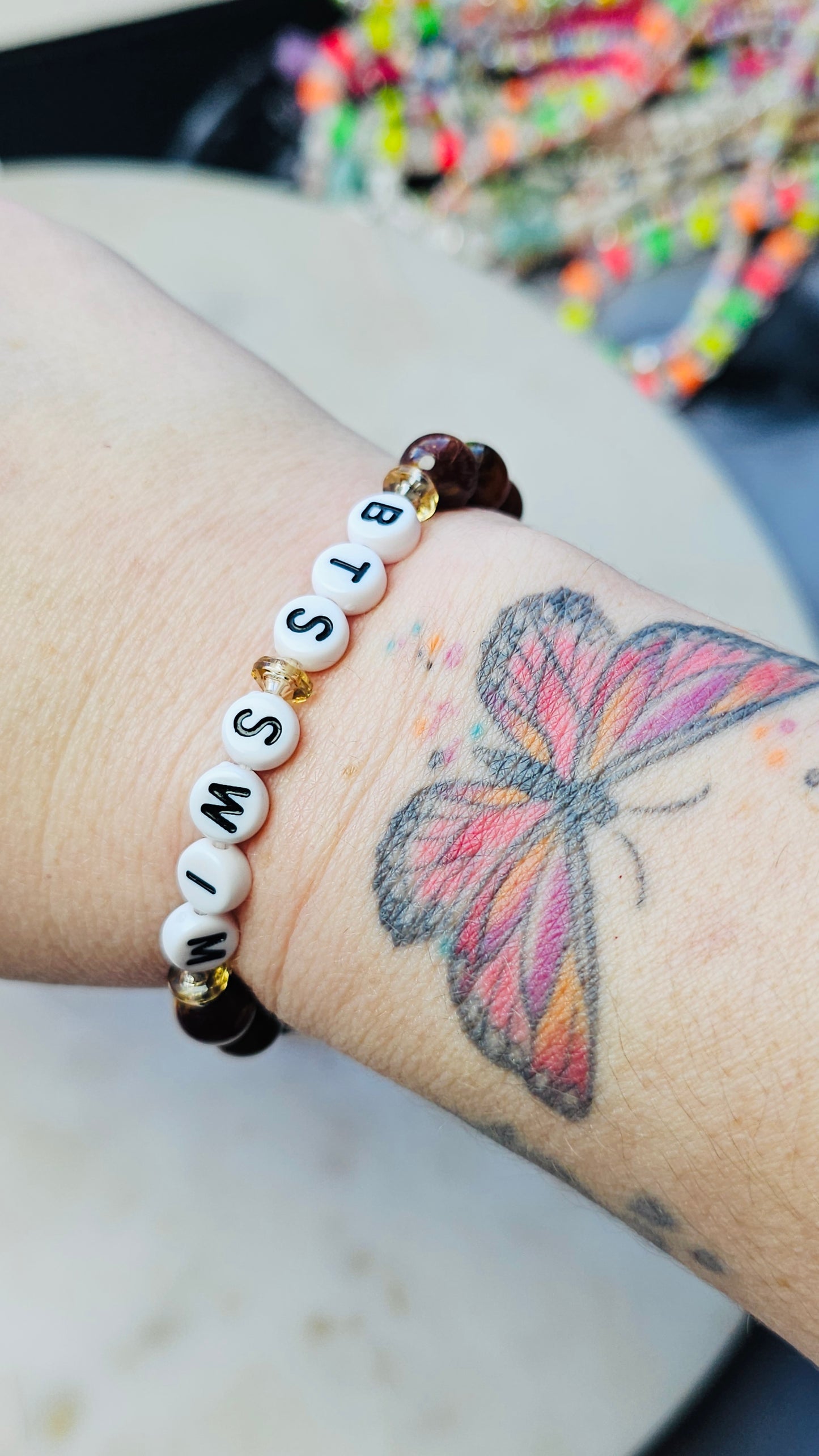 Kpop BTS Swim Song Lyric Concert Arirang Tour Handmade with Cat Eye Flashy Beads / LoveStayTreasures