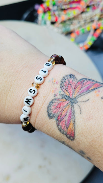 Kpop BTS Swim Song Lyric Concert Arirang Tour Handmade with Cat Eye Flashy Beads / LoveStayTreasures