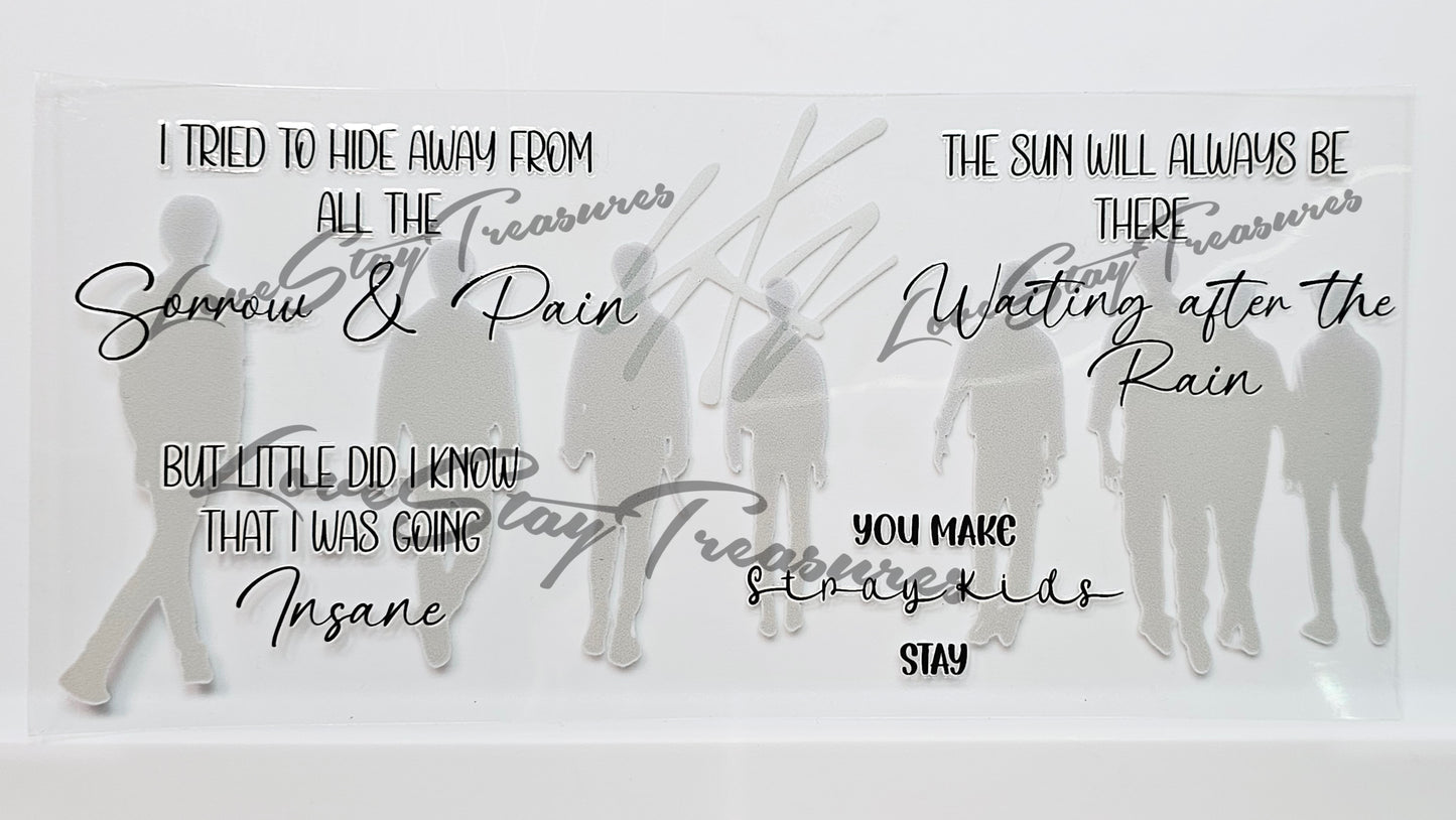 Stray Kids Lyrics ‘Cover Me’ Emotional Decal 16 oz Cup Wrap / Tumbler / Snow Globe Decal