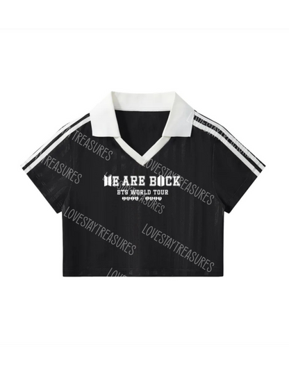BTS “We Are Back” Army / BTS Concert Jersey / Striped Cropped Collared Jersey